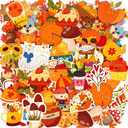 10 x Fall Stickers - 100 PCS Thanksgiving Stickers | Autumn Pumpkin Maple Leaf Games Toys Gifts Fall Crafts Bulk Activities Party Favors Supplies for Friendsgiving Classroom Home