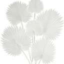 6 Pcs Pu Foam White Artificial Palm Leaves Faux Palm Tropical Leaves Fake Palm Fronds for DIY Wedding Bouquets Fake Leaves for Centerpieces Arrangements Bridal Shower Palm Leaf for Home Decor, White Palm