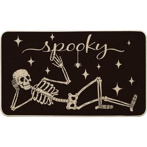Artoid Mode Spooky Skeleton Spider Bone Black Halloween Doormat, Home Decor Low-Profile Switch Rug Door Mat Floor Mat for Indoor Outdoor 17x29 Inch