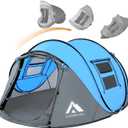 4 Person Easy Pop Up Tent Waterproof Automatic Setup 2 Doors-Instant Family Tents for Camping Hiking & Traveling (110*78*51'', Blue & Grey)