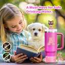 2 x 7PCS Stanley Cup Accessories Set - Pink Tumbler Initials Decorations for 30oz 40oz, Includes Bow Straw Topper, Handle Charm, Letter Sticker, Silicone Boot, Spill Proof Stopper (Letter A-Z)