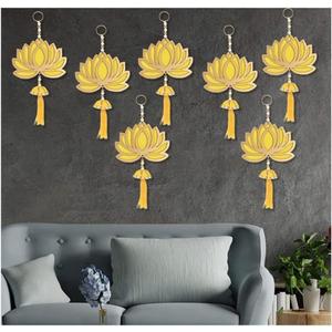 Smizzy Floral Wall Lotus Hangings for Indian Decoration| Temple Pooja Room Decoration Items | Haldi Marriage |Flower Decor for Wedding Housewarming Party (Pack of 7, 10 INCH, Mustard Yellow) (Yellow)