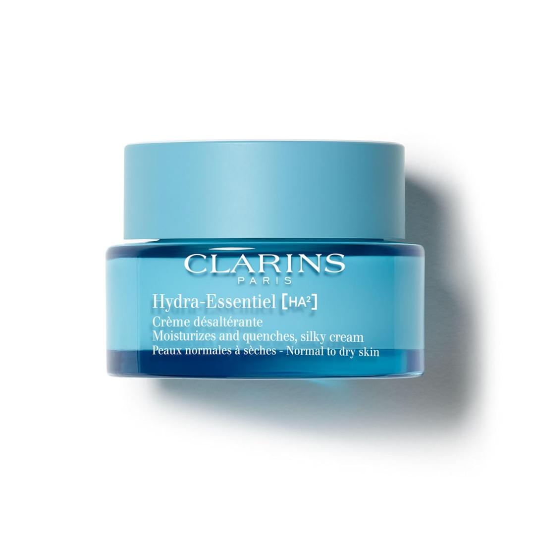 Clarins Hydra-Essentiel Silky Cream|Intensely Hydrating Moisturizer|60 Seconds to Plumper Skin*|Nourishes, Comforts and Softens|Double Dose Hyaluronic Acid|Normal-Dry Skin|1.7 Ounces
