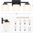 Tawson Adam Modern 3-Light Vanity Light Industrial Wall Sconce Lighting Fixture with Etched Glass Shade in Dark Bronze Black Finish for Bathroom, Hallway, Kitchen, Mirror