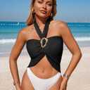 ZAFUL Boho Beach Cover Ups for Women Sarong Coverups Sheer Bikini Chiffon Wraps Skirts for Swimwear (Black), One Size