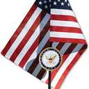 US Navy Veteran Grave Marker with American Flag - 30" Tall Cemetery Graveside Memorial with Officially Licensed Military Seal - by Allied Flag
