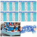 Crowye Christmas Parade Float Decorations Kit Included 9.85 feet Metallic Foil Fringe Curtains 9.85 ft Tinsel Garlands for Christmas Trailer Party Holiday(Blue, Silver,157.48 ft,Snowflake)