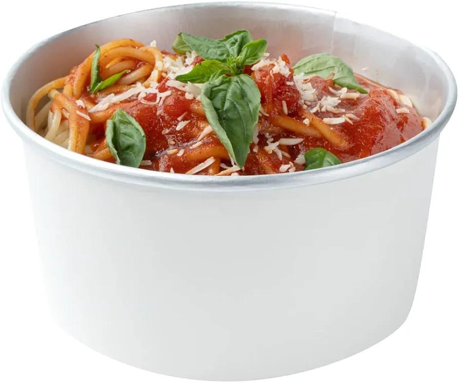 Restaurantware-Foil Lux 33.4 Ounce Take Out Containers, 50 Insulated Foil Lining Food Container - Greaseproof, White Paper To Go Food Containers, For Hot Or Cold Foods, Lids Sold Separately