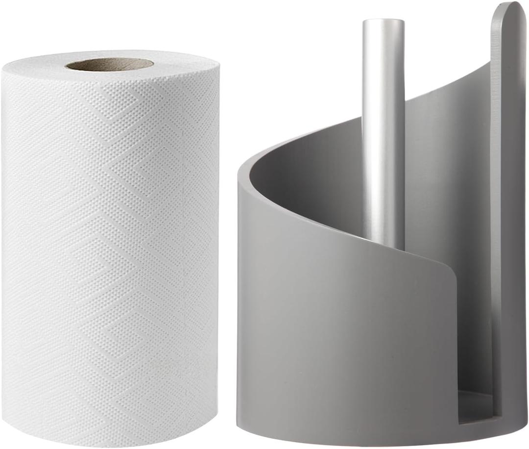 Paper Towel Holder Countertop with Wood Round Base and Iron Holder,Holds Mega Roll,Holder Stand for Kitchen Roll Organize,Wooden Paper Towel Holder for Kitchen Dining Table Home Decor, 11.5"L x 8.25"W
