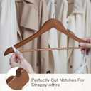Wooden Hangers 10 Pack: Solid Shirt Hangers with Pants Bar, Heavy Duty & Slim Coat Hanger, for Suit Coat Jacket Pants (Walnut)