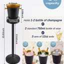 Lallisa 2 Pack Ice Bucket with Stand Champagne Bucket 5l 12lb Stainless Steel Beverage Tub 3ft Wine Bottle Chiller Holder for Wine Beer Party Hotel Ktv Club Bar BBQ Christmas Wedding (Black)
