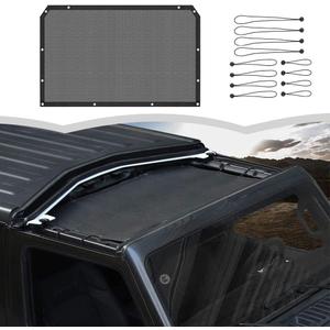 Voodonala for Jeep JL Sunshade Mesh Sun Shade Bikini Top Roof Sunblock Mesh Heat Shield Mesh for 2018-2026+Jeep Wrangler JL JLU 2/4 Door & Gladiator JT, Block Heat Block UV Rays Plain Black