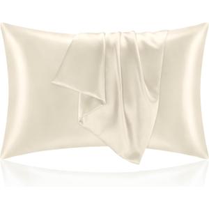 BEDELITE Satin Pillowcase for Hair and Skin, Super Soft and Cooling Similar to Silk Pillow Cases 2 Pack with Envelope Closure, Gift for Women Men(20"x26" Standard Size, Beige)