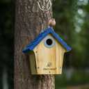 Kingsyard Wooden Wren House with Predator Guard, Bird Nesting for Outdoor, Garden Patio Nest Box Birdhouse for Wild Bird Watching, Royal Blue