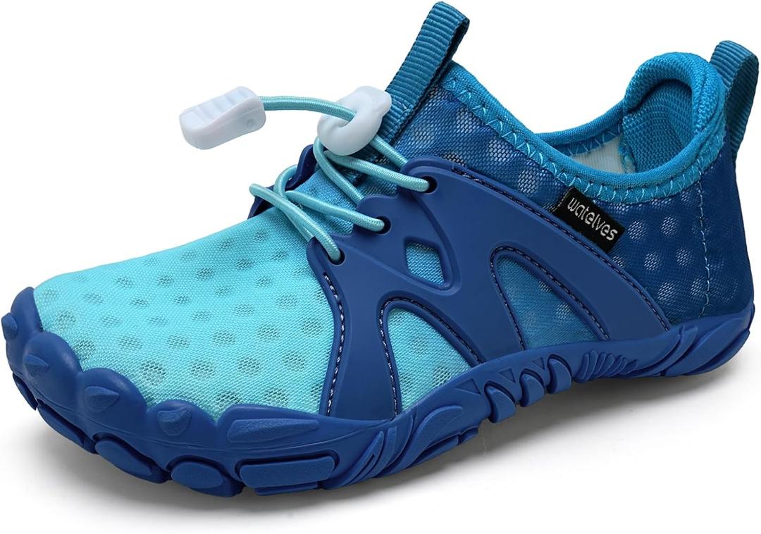 WateLves Toddler/Little/Big/Kid Water Shoes Wide Barefoot Aqua Athletic Sneakers Girls Boys Hiking Beach Swim Fast Dry Shoes Built-in Heel Grips (2.5 Big Kid, Gradient Blue)