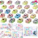 JOYIN 28 PCS Valentines Day Gift Cards with Fresh Color Pull Back Car Toys for Valentine Party Favor, Classroom Exchange Prize, Greeting Cards