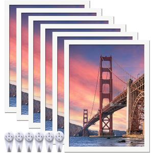 6 Sets 18x24 Picture Frame, Frames for 18 x 24 Canvas Collage Photo Poster Certificate Wall Gallery, High Transparent Horizontal Vertical White 18 by 24 Inches