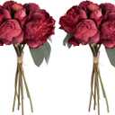 2 Bouquets Red Peonies Silk Flowers 14Heads Faux Peony Flowers Red Fake Peonies Flowers Artificial for Decorations for Wedding Bouquets Bridal Shower Decorations Home Office Party Decor