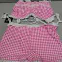 ZAFUL Womens High Waisted Bikini Sets 2 Piece Plaid Ruffle Swimsuits Back Strap Top with High Waisted Shorts Bathing Suit (Pink, M)