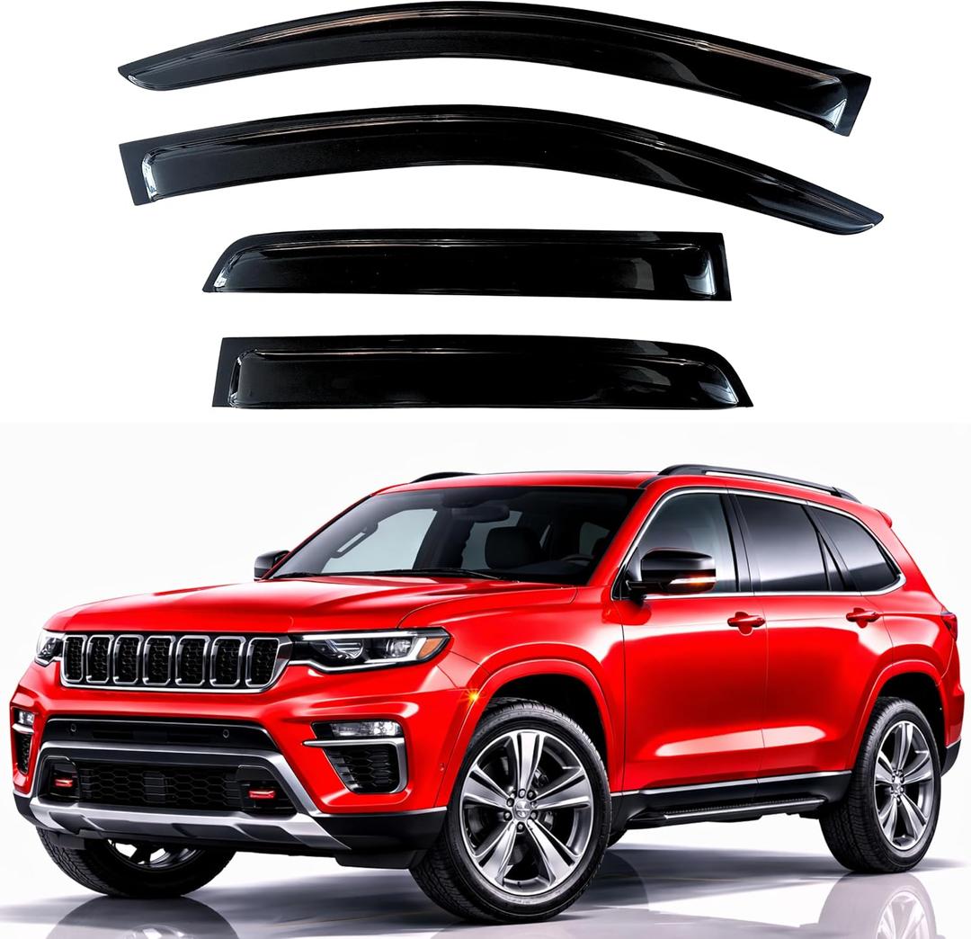 KPY Rain Guards Fit for 2022-2026 Jeep Grand Cherokee, Out-Channel Window Visors Vent Wind Deflectors 4PC, Car Accessories for 22-26 Grand Cherokee (Excludes L Model)