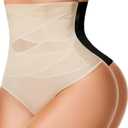 2Pack Thong Shapewear Tummy Control Underwear for Women High Waisted Body Shaper Stomach Girdle Panties