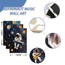 3Pcs Nursery Space Astronaut Canvas Wall Art Cute Astronaut Musician Decor Pictures Music Funny Piano Guitar Violin Posters Prints for Boys Room Girls Room Kids Room Decoration, 24L" x 16W"