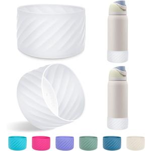 2Pcs Silicone Boot Base Sleeve for Owala Water Bottle FreeSip Twist and Flip Protective Silicone Bottom Bumper for Owala Flask Water Bottle Accessories BPA Free (Fits Owala 40 Ounce, Clearx2)