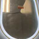 Keonjinn Oval LED Bathroom Mirror 24x36 Inch, Gold Beveled Metal Frame, Frontlit & Backlit Bathroom Mirror with 3 Color Tempurature, Dimmable Lighted Mirrors for Wall with Anti-Fog, HD Tempered Glass