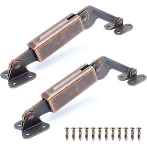 BokWin Spring Lid Hinge Left Right Down Support for Sofa, Box, Cabinet - Red Bronze Iron With Mounting Screws