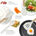 oannao Silicone Cooking Utensils Set - 446F Heat Resistant Silicone Kitchen Utensils for Cooking,Kitchen Utensil Spatula Set w Wooden Handles for Non-Stick Cookware, BPA FREE (Cream White)