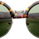 2 x zeroUV Vintage Inspired Classic Half Frame Semi-Rimless Round Circle Sunglasses (Tortoise Green)