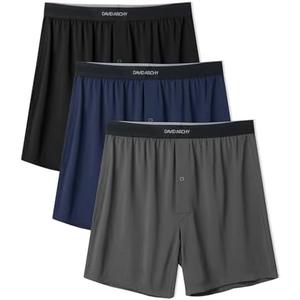 DAVID ARCHY Mens Boxer Shorts Underwear Quick Dry Breathable Mens Boxers Moisture Wicking Boxers for Men 3 Pack(XXL, Navy Blue/ Black/ Dark Gray)