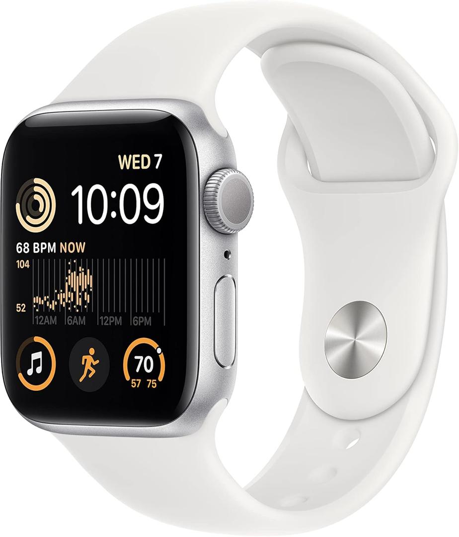 Apple Watch SE (2nd Gen) (GPS, 40mm) - Silver Aluminum Case with White Sport Band, M/L 