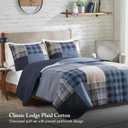 Woolrich Reversible Cotton Quilt Set - Cottage Styling Reversed to Solid Color, All Season Patchwork Lightweight Coverlet, Matching Shams, Winter Hills, Oversized Twin/Twin XL, Blue 2 Piece