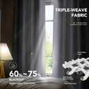 Deconovo Silver Print Room Darkening Curtains for Living Room Bedroom, Soundproof Thermal Insulated Window Drapes for Nursery Kitchen Kids Room, 2 Panels, 52W x 63L Inch Long, Greyish White