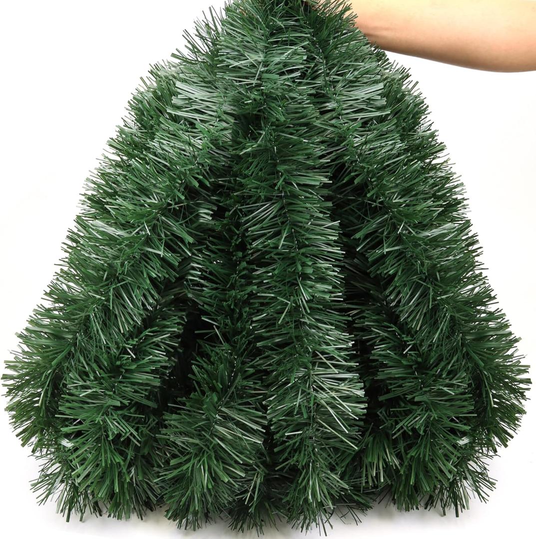 50FT Christmas Garland, Artificial Green Pine Garland for Christmas Decorations, Xmas Garland for Stairs Mantel Fireplace Christmas Tree Indoor Outdoor Home Holiday Party Decor
