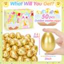 SevenQ Plastic Easter Eggs Empty 2.3” 50Pcs, Fillable Golden Egg for Easter Basket Stuffers Gifts for Kids Party Favors Pinata Goodie Bags Treasure Box Toys Fillers Easter Egg Hunt Games Decorations
