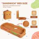Toddler Travel Bed Sandwich Style - Portable Toddlers Floor Beds, Foldable Soft Foam Travel Crib for Baby and Kid, Washable Cover Toddler Cot with Safety Rail for Travel, Medium Size