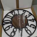 1st owned Large Wall Clock for Living Room Decor- 24" Decorative Antique Silent Non Ticking,Battery Operated,Black Metal,Wood Clocks for Farmhouse,Dining Room,Bedroom,Kitchen - Arabic Numerals