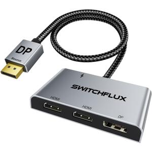 DisplayPort to Dual HDMI with DP Adapter |4K@60Hz| Extended Display 1 in 3 Out MST Hub for Multiple Monitors Compatible with PC,NVIDIA/AMD Graphics Card