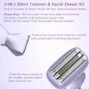 Electric Razors for Women Face Full Body, 2-in-1 Bikini Trimmer and Shavers for Womens Legs Arms Underarm Pubic Hair, Comfort Smooth Lady Body Trimmers IPX7 Waterproof Wet and Dry, USB-C Rechargeable