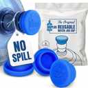 Jug Plug 5 Gallon Water Jug Cap – No Spill, Fits All Standard 3 & 5 Gal Jugs – Reusable Silicone Jug Lid & Caps Replacement, Leak-Proof Water Bottle Cap – 3 Pack (Blue)