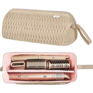 Leudes Dy son Travel Case for Shark Hair Dryer Airstraight Flex Style Hair Attachment Tool Organizer Accessories Air Wrap Flat Curling Iron Carrying Case (Latte Brown)