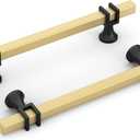 goldenwarm 10 Pack 5 Inch Black and Gold Cabinet Pulls Square Drawer Handles Hardware for Kitchen Dresser Bathroom (5in hole center)