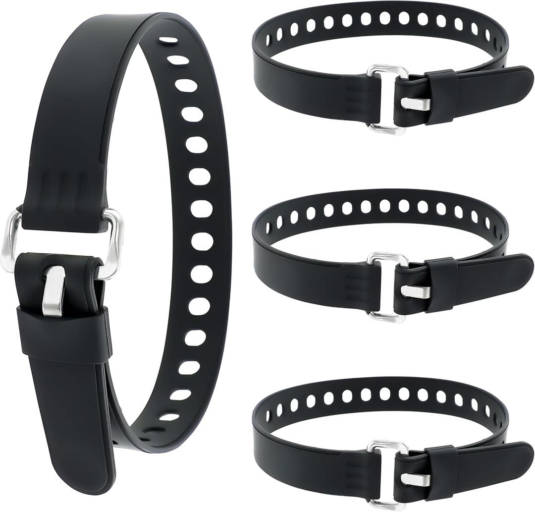 4Pcs 20-Inch Heavy-Duty Silicone Straps with Buckles, Reusable Adjustable Utility Tie Downs for Securing Truck Cargo, Luggage, Tools, Hoses