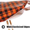 Smiry Round Picnic Tablecloth, Elastic Waterproof Fitted Vinyl Tablecloths for 36"-44" Tables, Flannel Backed Buffalo Plaid Table Cover for Dining, Camping, Outdoor, Black and Orange