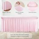 Wish Care 2 Pack Pink Spandex Table Clothes for 8 Foot Rectangle Tables, 8FT Wrinkle Free Fitted Tablecloths Ruffles Design Table Cover for Party, Banquet, Wedding and Events