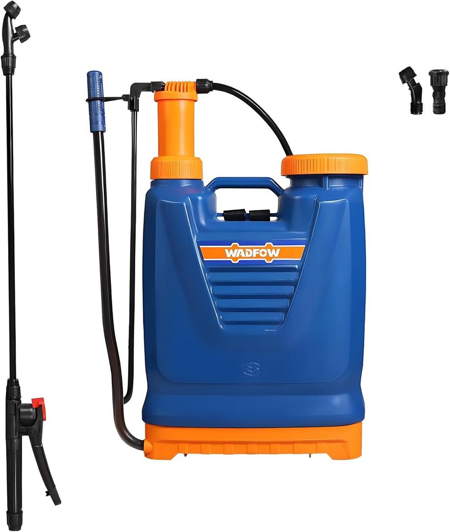 WKS1516 4.2 Gallon Backpack Sprayer with Manual Pump, 3 Optional Nozzles, Padded Shoulder Strap, for Pests & Weeds, Watering, and Spraying Plants