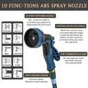 Heavy Duty Non-Expanding Garden Hose 100ft - Durable Reinforced Water Hose with Leak-Proof Construction Kink-Resistant, TPV material, 10-Function Spray Nozzle, 3/4" Connector & Portable Strap100FT)