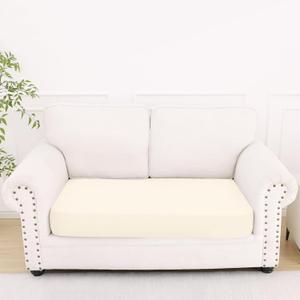 Smiry Printed Couch Cushion Covers, Stretch Soft Couch Covers for Sofa, Washable Non-Slip Sofa Slipcover Furniture Protector for Indoor and Outdoor (Medium, Cream)